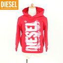 ディーゼル(DIESEL JUNIOR)ジュニア 訳あり パーカー レッド系 プルオーバー ロゴプリント (サイズ/6Y)*ek0004