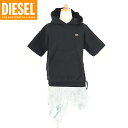 ディーゼル(DIESEL JUNIOR)ジュニア 訳あり ワンピース ブラック系 スカート生地切替 フード付き (サイズ/6Y)*ek0008