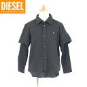 ディーゼル(DIESEL JUNIOR)ジュニア 訳あり シャツ ブラック系 重ね着風 (サイズ/8Y/10Y)*ek0009