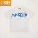 ディーゼル(DIESEL JUNIOR)ジュニア 訳あり Tシャツ ホワイト系 ハイビスカス柄 (サイズ/12Y)*ek0021