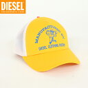 ディーゼル(DIESEL KID)キッズ 訳あり キャップ イエロー系 メッシュ使い プリント柄 (サイズ/I)*ek0040
