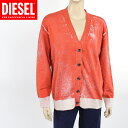 ディーゼル(DIESEL)レディース 訳あり 長袖カーディガン オレンジ系 背中にロゴマーク (サイズ/S)*el0015