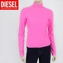 ディーゼル(DIESEL)レディース 訳あり カットソー ピンク系 袖にロゴプレート 蛍光カラー イタリア製 (サイズ/M)*el0038