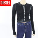 ディーゼル(DIESEL)レディース 訳あり 長袖カーディガン ブラック系 リブ柄 ショート丈 (サイズ/S)*el0042