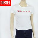ディーゼル(DIESEL)レディース 訳あり 半袖Tシャツ ホワイト系 刺繍柄 (サイズ/S/M)*el0093