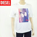 ディーゼル(DIESEL)レディース 訳あり 半袖Tシャツ ホワイト系 プリント柄 ロゴ刺繍 (サイズ/XS)*el0105