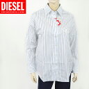 ディーゼル(DIESEL)レディース 訳あり 長袖シャツ ホワイト系 ストライプ 胸にロゴ刺繍 (サイズ/38)*el0111