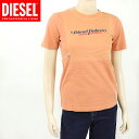 ディーゼル(DIESEL)レディース 訳あり 半袖Tシャツ オレンジ系 ロゴプリント (サイズ/XS/S)*el0112