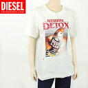 ディーゼル(DIESEL)レディース 訳あり 半袖Tシャツ ホワイト系 プリント柄 (サイズ/XS)*el0116