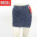 ディーゼル(DIESEL)レディース 訳あり ミニスカート ブルー系 ニットスカート 裾にロゴプレート イタリア製 (サイズ/M)*el1034