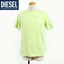 ディーゼル(DIESEL)メンズ 訳あり Tシャツ 半袖 グリーン系 ロゴ刺繍 (サイズ/XS/L)*em0112