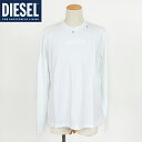 ディーゼル(DIESEL)メンズ 訳あり Tシャツ 長袖 ホワイト系 同色プリント 袖リブ (サイズ/M/L)*em0152