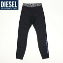 ディーゼル(DIESEL)メンズ 訳あり ボトムス ブラック系 AMSB ATTUCK ロゴプリント ウエストゴム切替レギンス (サイズ/S/M/L)*em1023