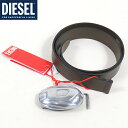 ディーゼル(DIESEL)メンズ 訳あり ベルト ブラウン系 使用不可品 レザー使い イタリア製 (サイズ/95)*em3050