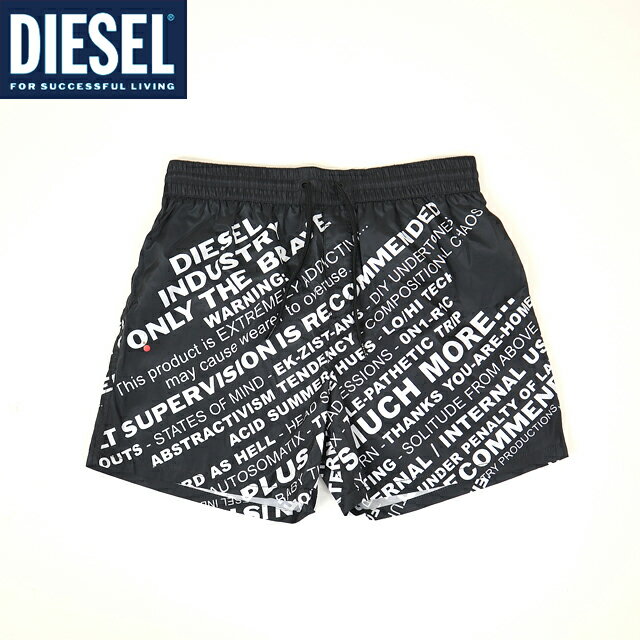 ディーゼル（DIESEL）メンズ 訳あり 水着 トランクス 海水パンツ 海パン ブラック系 　プリント柄 （サイズ/L）*fm1071