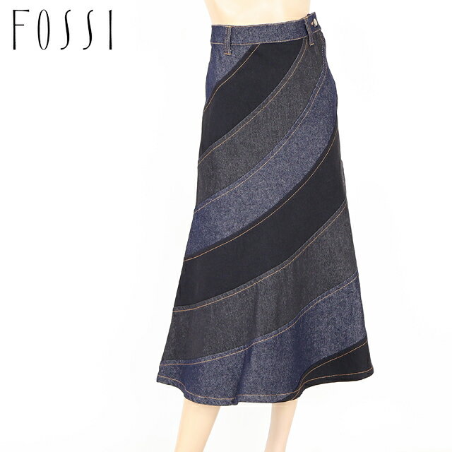 フォッシィ（FOSSI）レディース ロングスカート ネイビー系 　エスカルゴスカート （サイズ/38/40/42）..