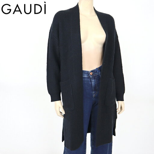 ガウディ(GAUDI)レディース 長袖カーディガン ブラック系 あぜ編みロング羽織カーディガン (サイズ/S)*gu1015 ガウディ(GAUDI)レディース 長袖カーディガン ブラック系 あぜ編みロング羽織カーディガン (サイズ/S)*gu1015