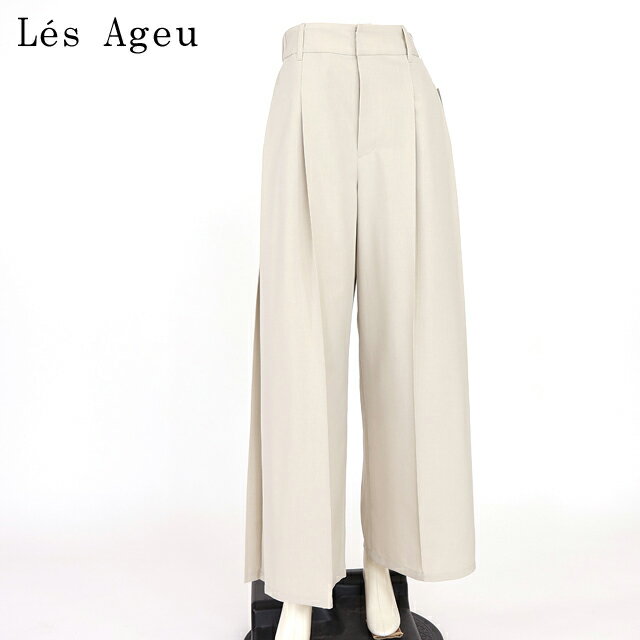 樂天商城 - レ・アージュ（Le's Ageu）レディース ロングパンツ ベージュ系 　サイドポイントワイドパンツ （サイズ/1）*ku0029