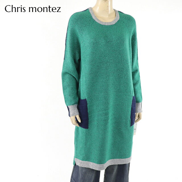 クリスモンテス（Chris montez）レディース ワンピース ミディアム グリーン系 ポケットデザインニットワンピース （サイズ/1）*ku0062