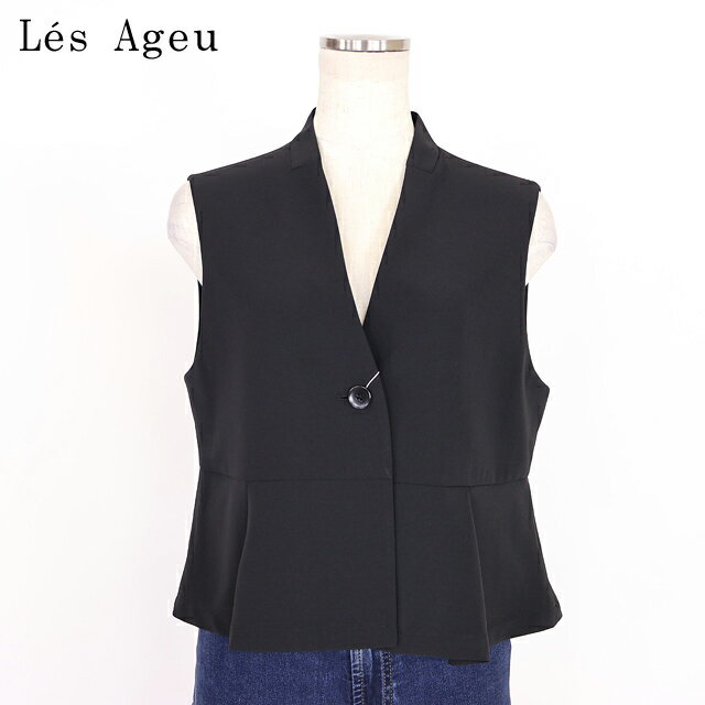 樂天商城 - レ・アージュ（Le's Ageu）レディース ベスト ブラック系 裾フレアVネックベスト （サイズ/1）*ku0105