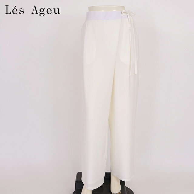 樂天商城 - レ・アージュ（Le's Ageu）レディース ロングパンツ ホワイト系 ウエストリボン結び （サイズ/1）*ku0110