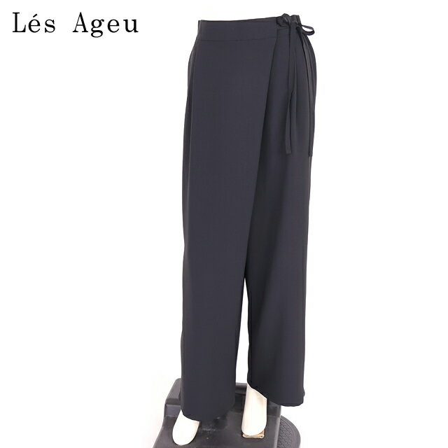 樂天商城 - レ・アージュ（Le's Ageu）レディース ロングパンツ ブラック系 ウエストリボン結び （サイズ/1）*ku0112