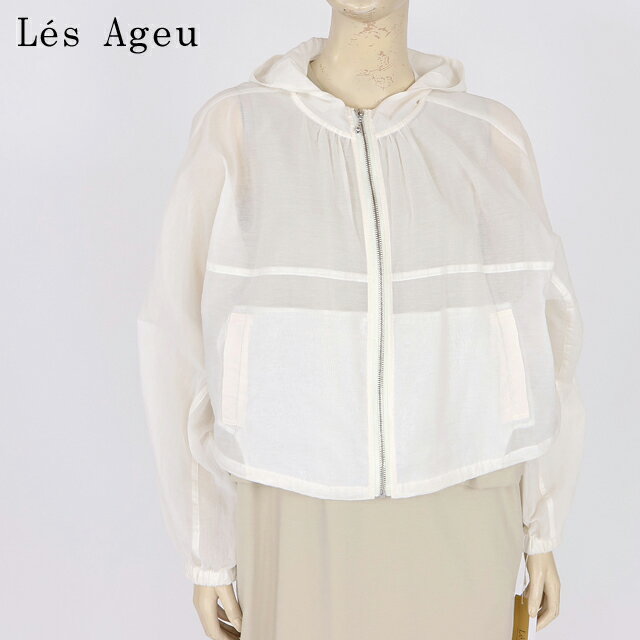樂天商城 - レ・アージュ（Le's Ageu）レディース ジャケット ホワイト系 フード付き裾絞りショート丈ジャンパー （サイズ/1）*ku0113