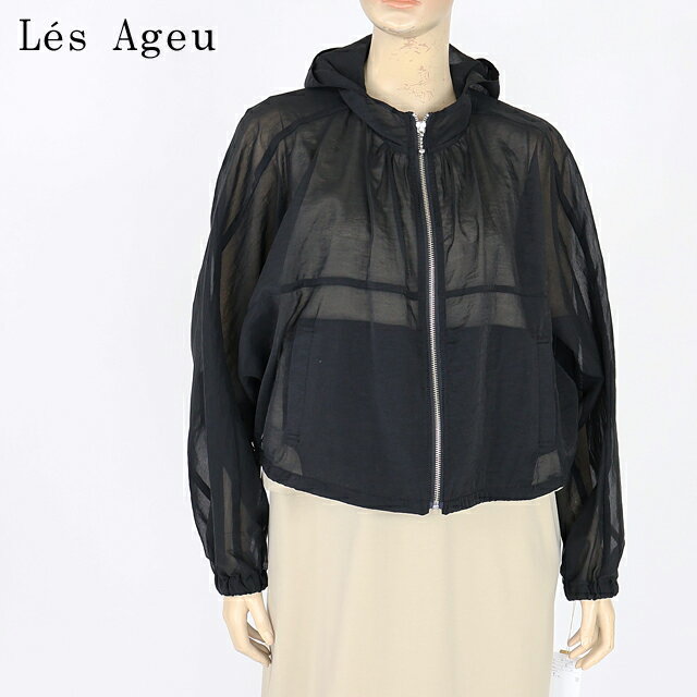 乐天商城 - レ・アージュ（Le's Ageu）レディース ジャケット ブラック系 フード付き裾絞りショート丈ジャンパー （サイズ/1）*ku0115