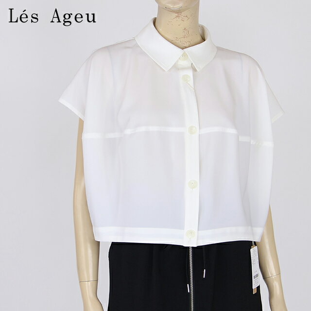 乐天商城 - レ・アージュ（Le's Ageu）レディース 半袖ブラウス ホワイト系 ドロップショルダーシュート丈ブラウス （サイズ/1）*ku0116