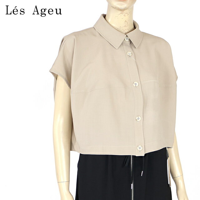 樂天商城 - レ・アージュ（Le's Ageu）レディース 半袖ブラウス ブラウン系 ドロップショルダーシュート丈ブラウス （サイズ/1）*ku0118