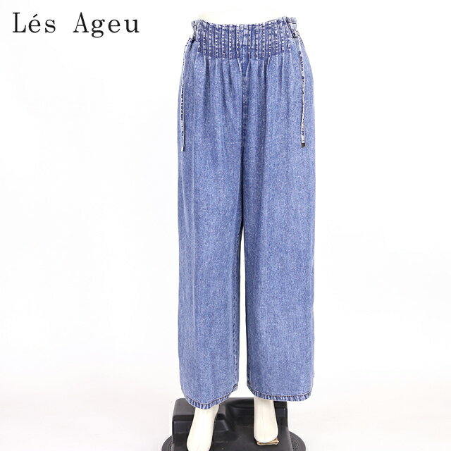 樂天商城 - レ・アージュ（Le's Ageu）レディース ロングパンツ ブルー系 ウエスト結びロングパンツ （サイズ/1）*ku0142