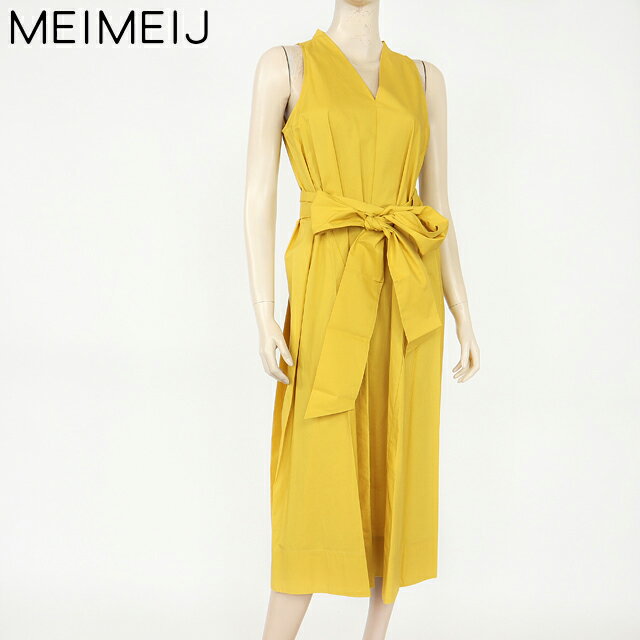 メイメイジェイ（MEIMEIJ）レディース ロングワンピース イエロー系 Vネック ノースリーブ （サイズ/38）*me0010
