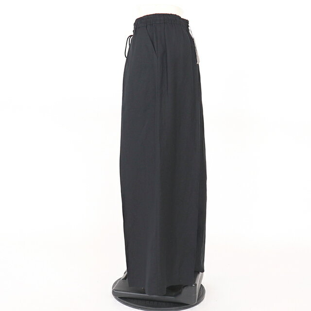 メイメイジェイ（MEIMEIJ）レディース ロングパンツ ブラック系 　麻混紡ウエスト絞り ワイドタイプ イタリア製 （サイズ/42/44）*me0034