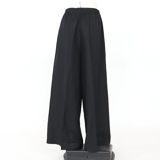 メイメイジェイ（MEIMEIJ）レディース ロングパンツ ブラック系 　麻混紡ウエスト絞り ワイドタイプ イタリア製 （サイズ/42/44）*me0034