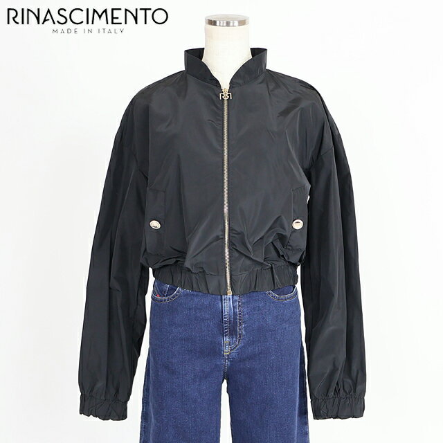リナシメント（RINASCIMENTO）レディース ウインドブレーカー ブラック系 　タフタブルゾン ジップアップ イタリア製 （サイズ/M）*rc0018