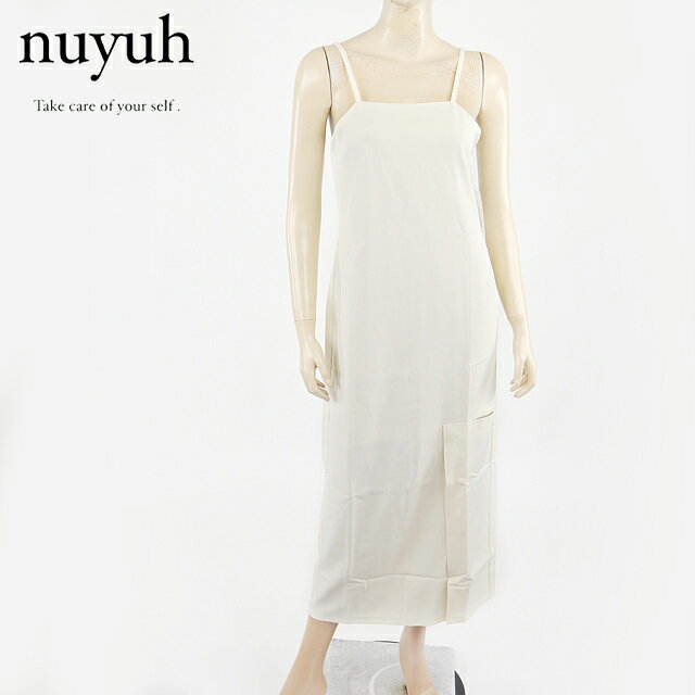 ウユ（nuyuh）レディース ロングワンピース ホワイト系 　キャミソールワンピ 左サイドにスリット （サイズ/F）*ro1142