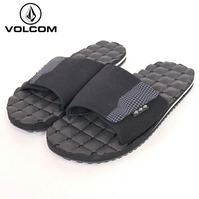 乐天商城 - ボルコム（VOLCOM）レディース/メンズ ビーチサンダル ブラック系 ロゴマーク付きマジックテープ留め （サイズ/24/28）*ro2067
