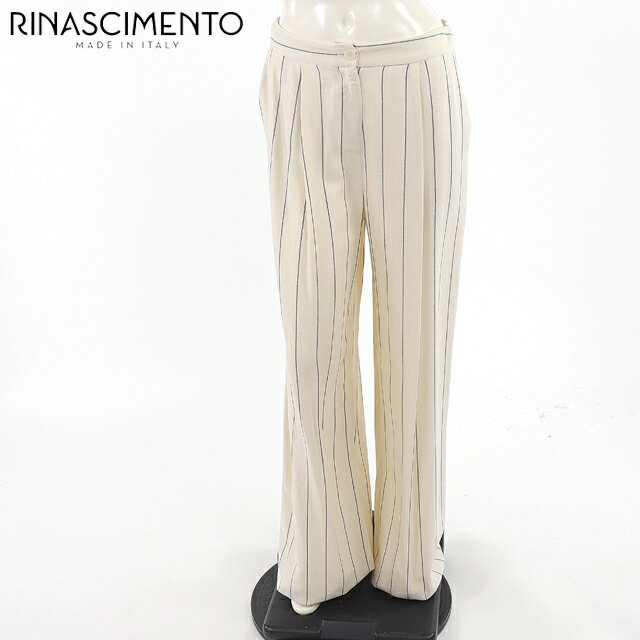 樂天商城 - リナシメント（RINASCIMENTO）レディース ロングパンツ ホワイト系 　ストライプワイドパンツ イタリア製 （サイズ/S）*sa0054