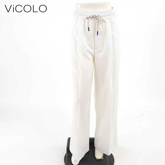 ヴィコロ（ViCOLO）レディース ロングパンツ ホワイト系 　紐ポイントワイドパンツ イタリア製 （サイズ/XS/M）*sa0081