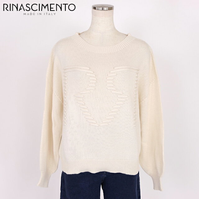 樂天商城 - リナシメント（RINASCIMENTO）レディース 長袖ニット ホワイト系 3D立体ロゴニット イタリア製 （サイズ/ML）*sa1002