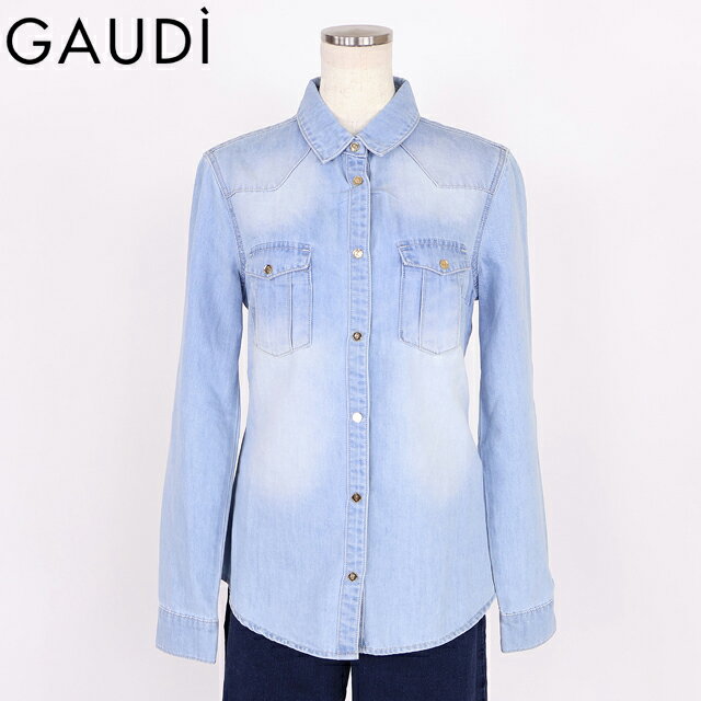 樂天商城 - ガウディ（GAUDI）レディース 長袖シャツ ブルー系 シャンブレーシャツ （サイズ/S）*sa1019