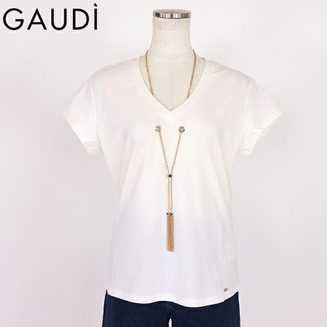 樂天商城 - ガウディ（GAUDI）レディース Tシャツ ホワイト系 ネックレスポイントTシャツ （サイズ/M）*sa1027