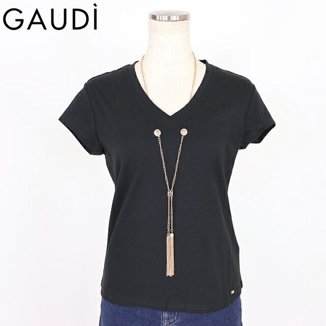 樂天商城 - ガウディ（GAUDI）レディース Tシャツ ブラック系 ネックレスポイントTシャツ （サイズ/XS/S/M）*sa1028