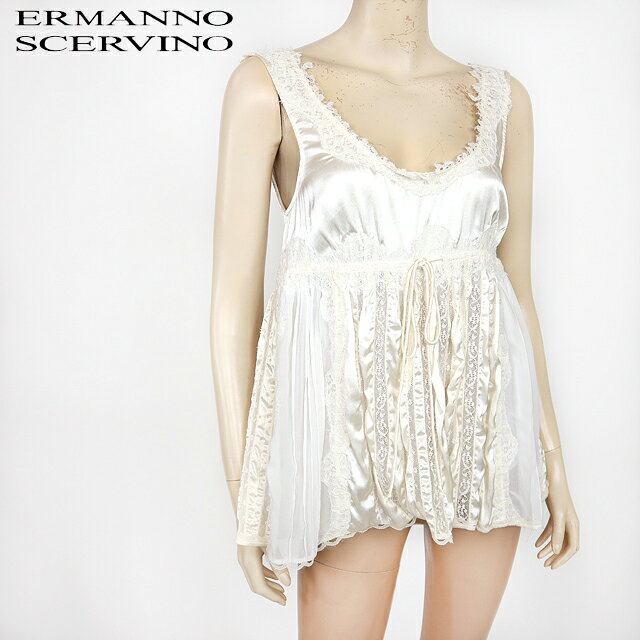 エルマンノ シェルヴィーノ（Ermanno Scervino）レディース キャミソール ホワイト系 　光沢あり　レース使い （サイズ/40）*sh0081