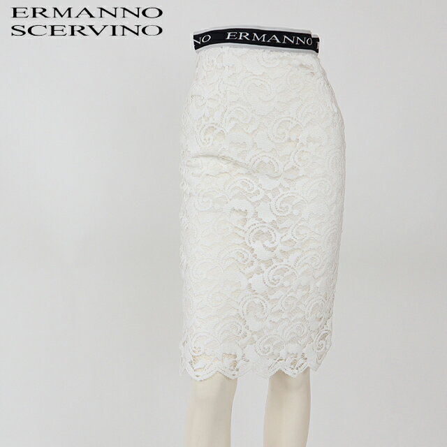 エルマンノ シェルヴィーノ(Ermanno Scervino)レディース ロングスカート ホワイト系 レース使い イタリア製 (サイズ/38)*sh0124