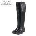 スチュアート ワイツマン(STUART WEITZMAN)レディース 訳あり ブーツ ブラック系 バックリボン絞りレザーニーハイブーツ (サイズ/38)*sw0...