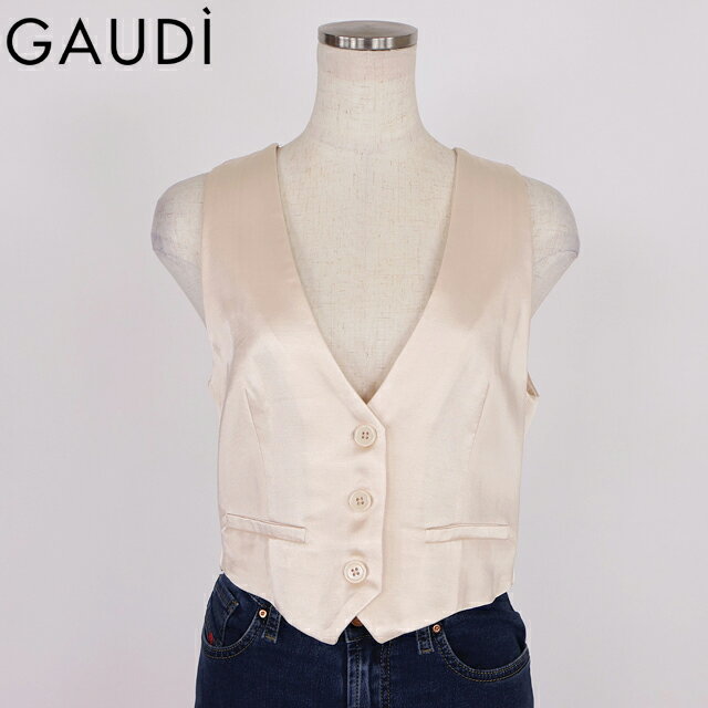 樂天商城 - ガウディ（GAUDI）レディース ベスト ホワイト系 レーヨンサテンジレ （サイズ/40）*uw0040