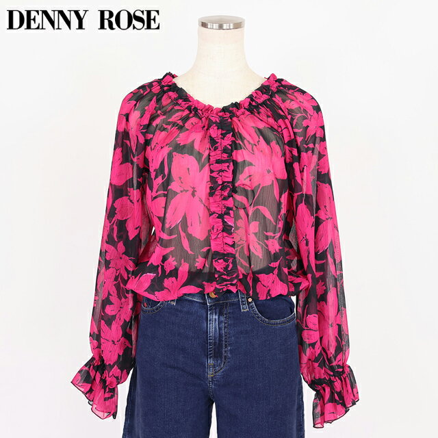 乐天商城 - デニーローズ（DENNY ROSE）レディース 長袖ブラウス ピンク系 シャドーフラワープリントオフショルブラウス イタリア製 （サイズ/40/42/44）*uw0041