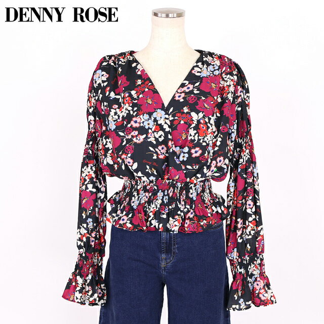 樂天商城 - デニーローズ（DENNY ROSE）レディース 長袖ブラウス ブラック系 フラワープリントカシュクールブラウス （サイズ/40/42/44）*uw0047