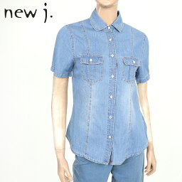 ニュージェイ（new-j ）レディース 半袖シャツ ブルー系 　デニムシャツ イタリア製 （サイズ/S）*uw0059